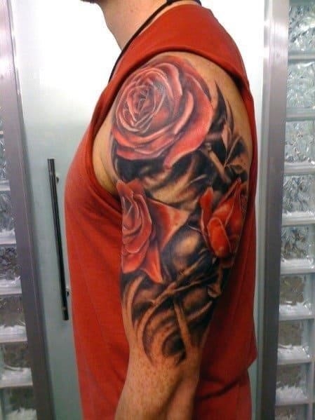 Rose arm tattoos for men