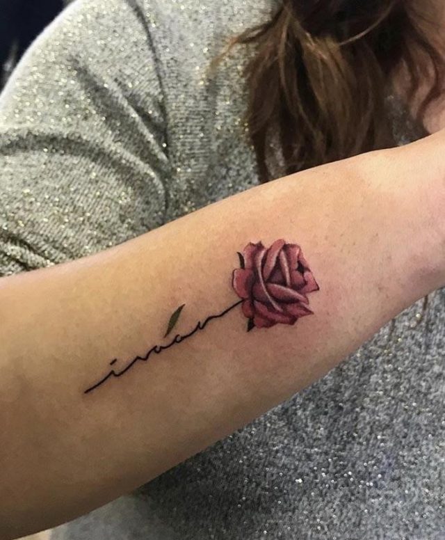 Rose name tattoo design