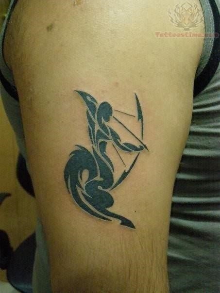Sagittarius tattoo on right bicep