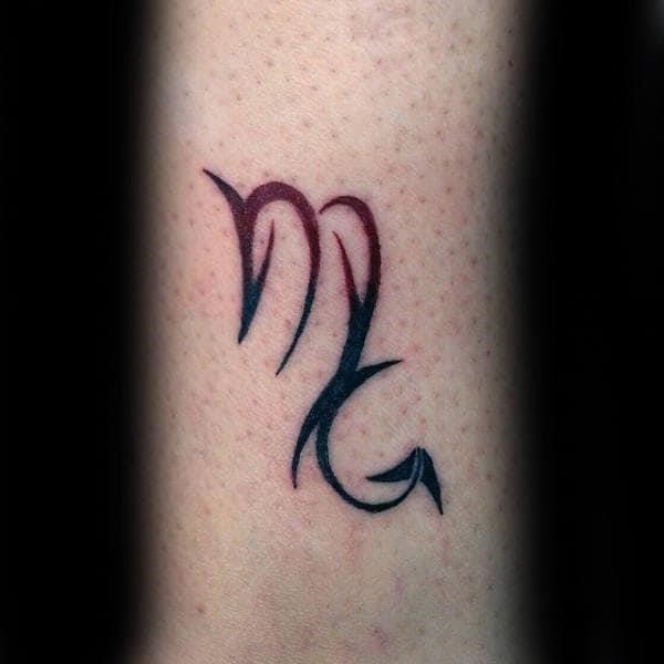 Scorpio symbol mens red and black ink small tattoos
