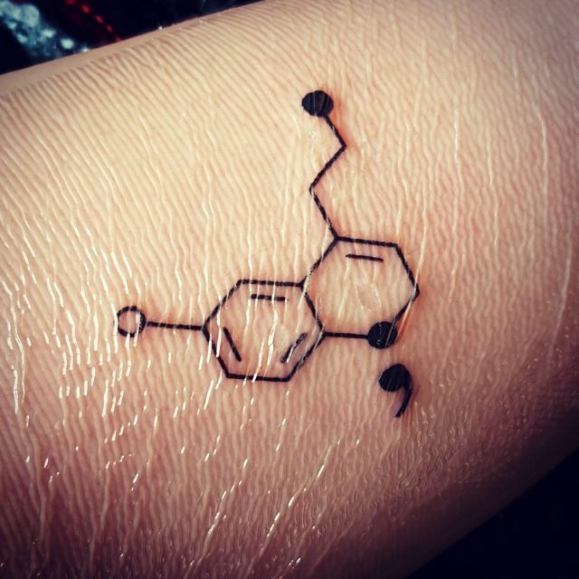Semicolon tattoo men chemical bond