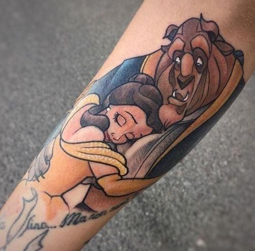 Simple small beauty and the beast tattoo designs ideas 72