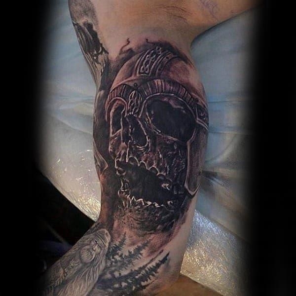 Skull inner arm cool tattoo designs for guys