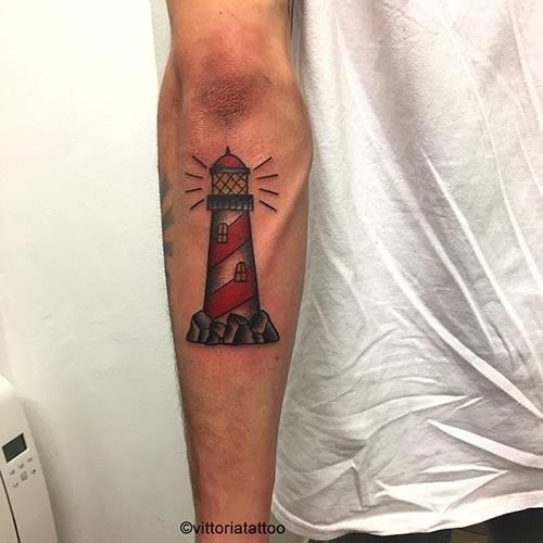 Small lighthouse tattoo 1