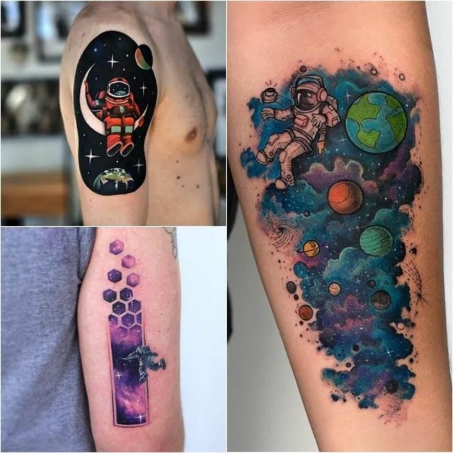 Space tattoo cosmonaut tattoo planet tattoo ideas