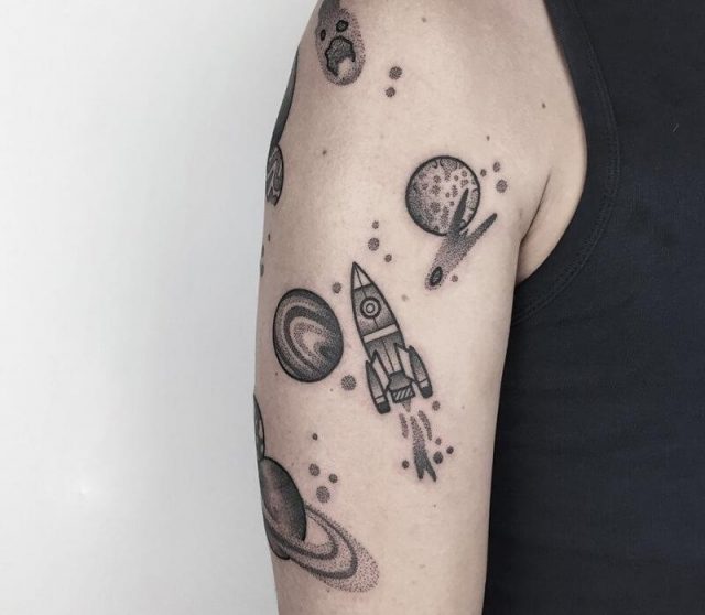 Space tattoo minimalist space tattoos planet tattoo 3
