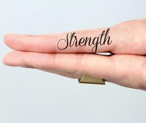 Strength tattoo on hand