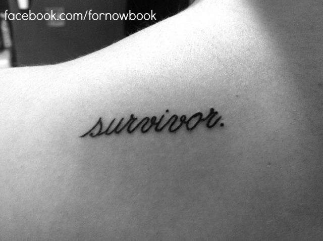 Survivor word shoulder tattoo