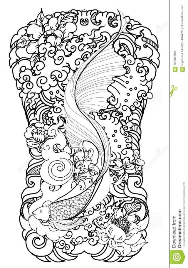 Thai dragon isolate vector tattoo design buddhism animal himmapan forest smoke cloud beta fish peony flower 122663904