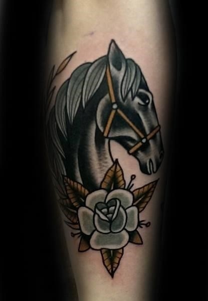 Traditional horse tattoos for gentlemen