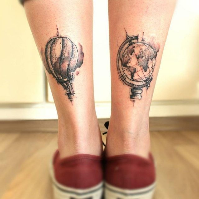 Travelling feet tattoo