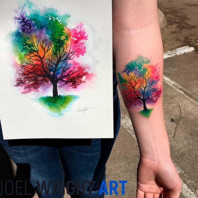 Tree of life watercolor tattoo 32