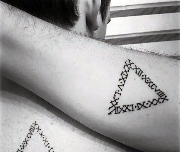 Triangle roman numeral mens small tattoo ideas