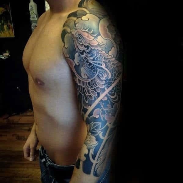 Unique guys half sleeve japanese phoenix tattoos