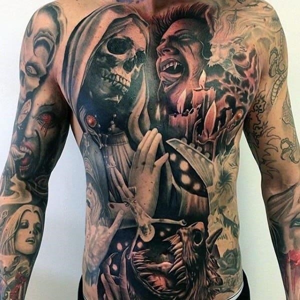 Full mafiagangster themed stomach  Adam Blakey Tattoos  Facebook