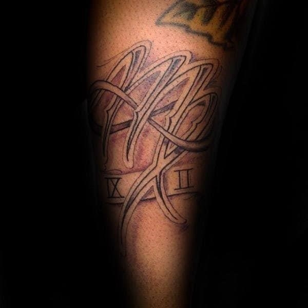 Virgo zodiac outline mens arm tattoo