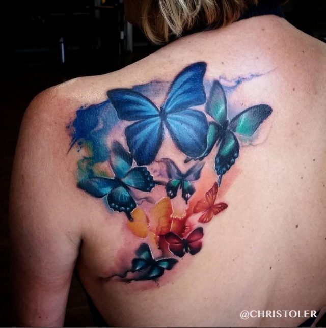 Watercolor butterfly tattoo 25