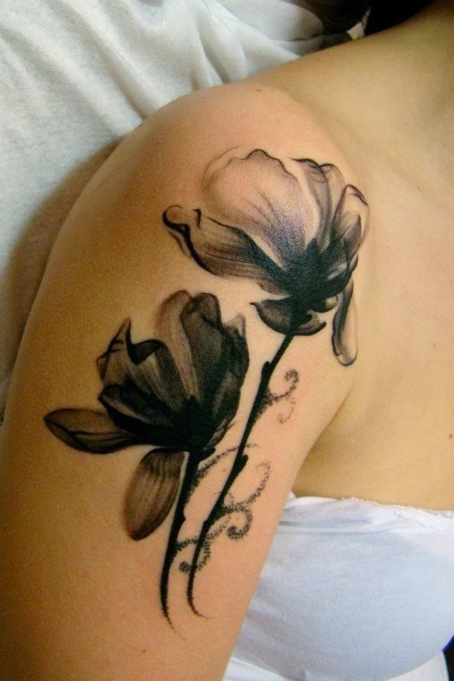 Watercolor tattoo black and white flower watercolor tattoo
