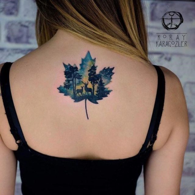 Watercolor tattoo • t r u e • n o r t h • maple leaf north canada watercolortattoo wa