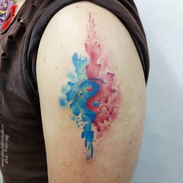 Watercolor yin yang tattoo 5