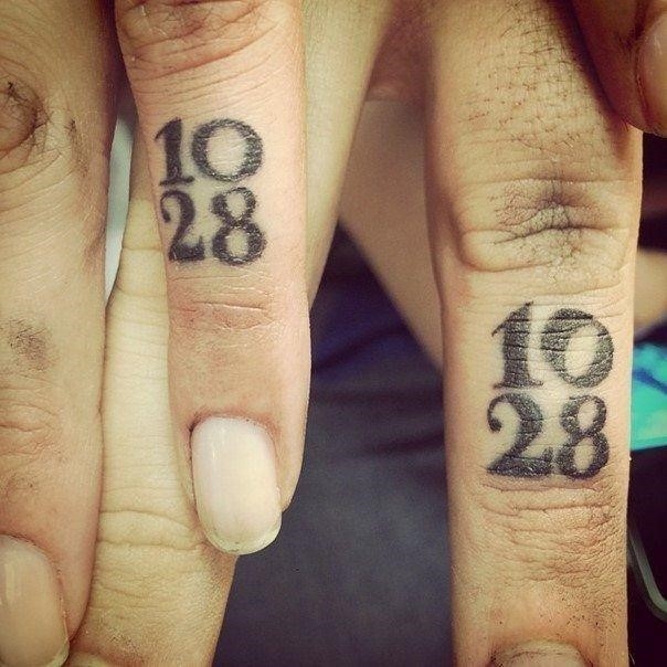 Wedding ring tattoo with date