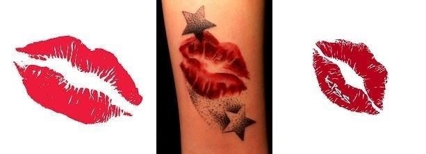 Peck Simple Red Lips Smooches Kisses Temporary Tattoo  MyBodiArt