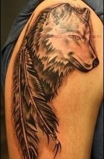 Wolf native tattoo on shoulder