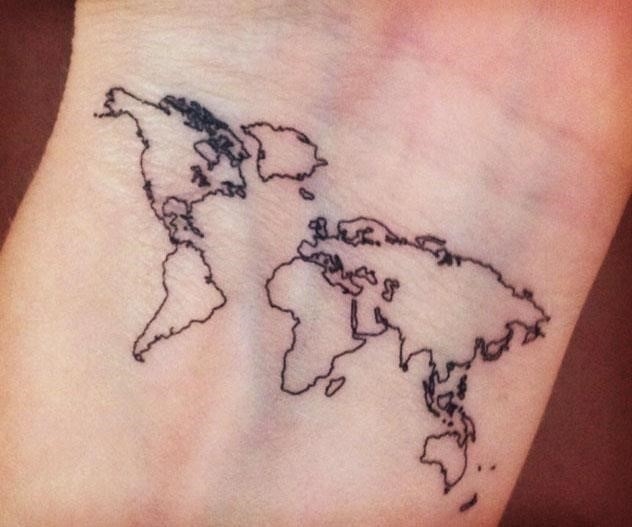 World map temporary tattoo