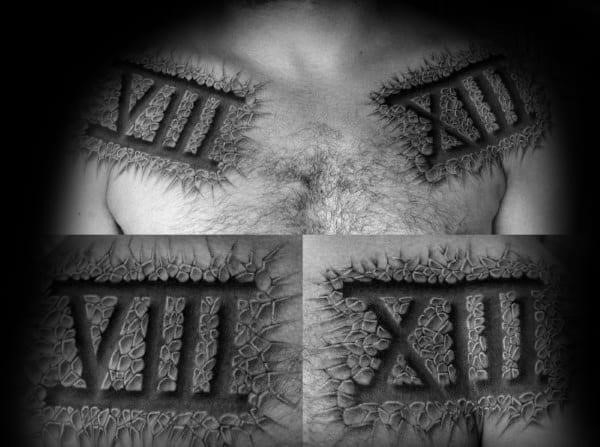 Xiii roman numeral mens upper chest tattoos