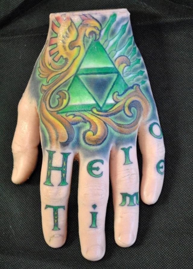 Zelda tattoos synthetic hand